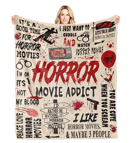 LNKRFRPA Horror Movie Gifts Blanket 60x50 Horror-Movie Lovers Gifts for Women/Men Scary Movies Lovers Gifts Halloween Party Decorations Horror-Movies Watching Blanket