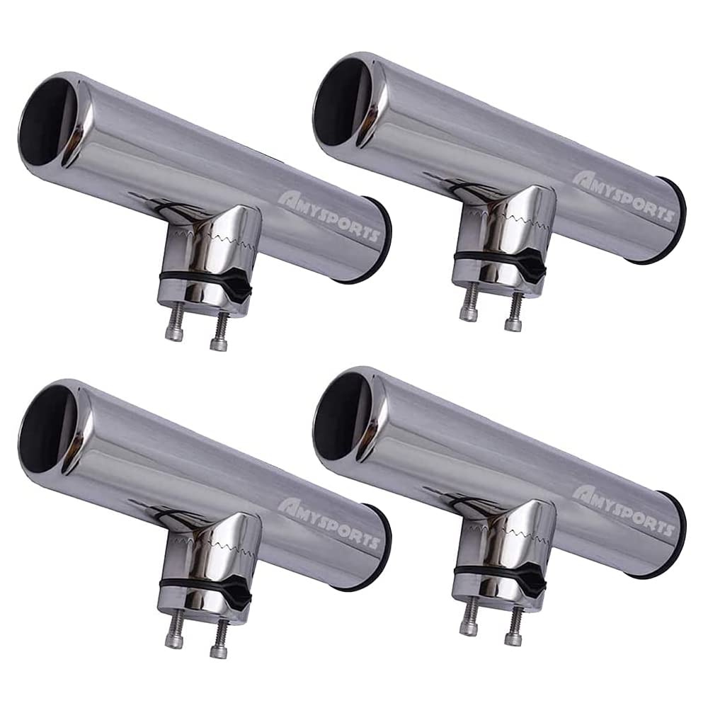 AMYSPORTS Rutenhalter Edelstahlständer auf Angelrutenhalter für Schienen 3/4" bis 1" 19mm bis 25mm (4pcs Rutenhalter)