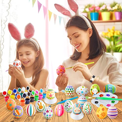SpringFlower White Easter Eggs Painting Kit-24 Paintable Flocking Eggs with Doodle Kit for DIY Design-Hanging Flocking Eggs with Rope for Easter Decoration,Egg Hunts,Basket Stuffers & Essentials - Image 7