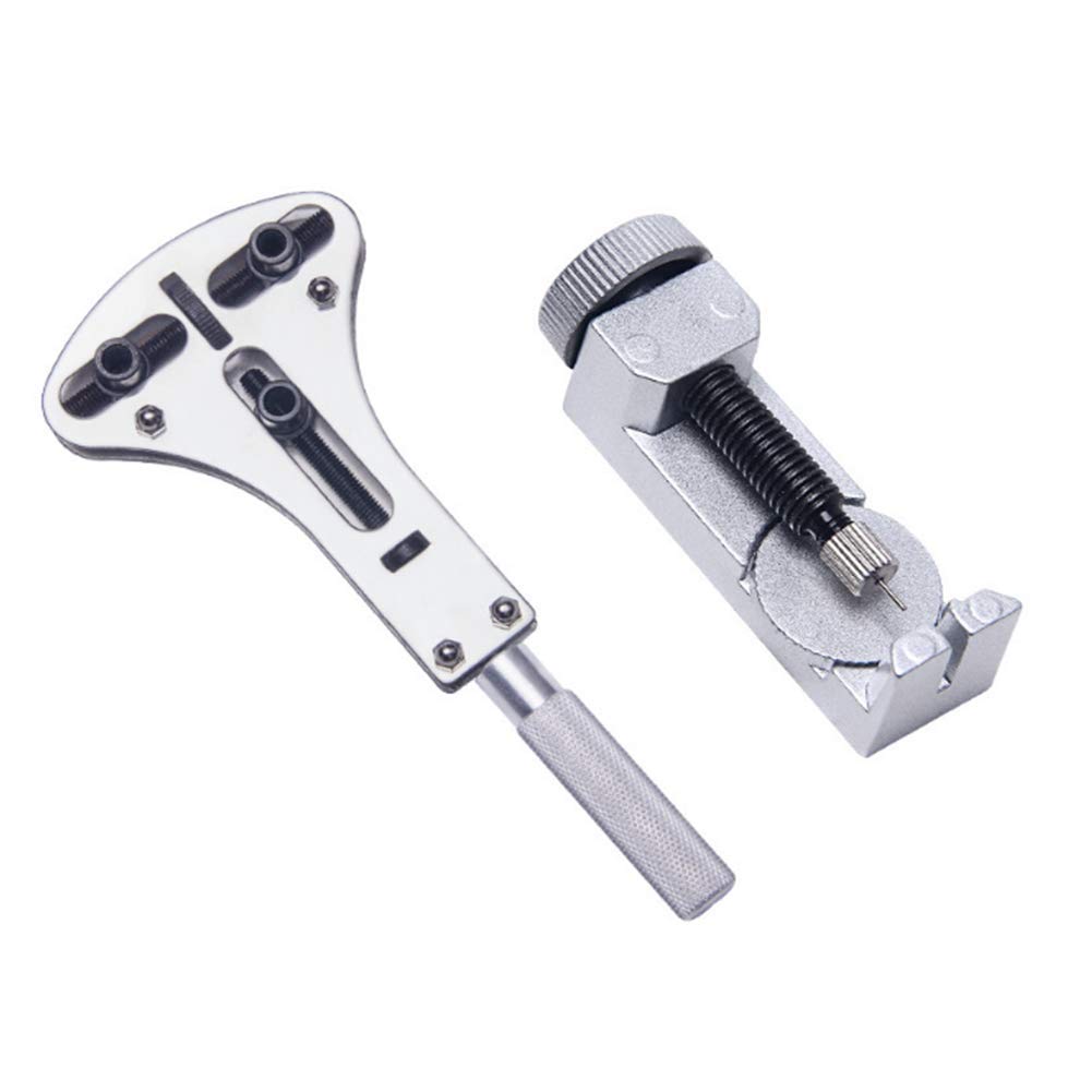 Uhrenreparaturset, Werkzeugset zur Reparatur von Uhrenarmbändern, inklusive Tragetasche, Gliederentferner, Federstegwerkzeug, Stift, Halter, Hammer, Pinzette, Tuch f
