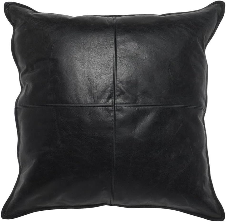 Kosas Home Cheyenne 22x22 Authentic Leather Throw Pillow in Black