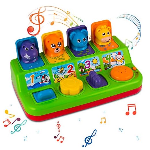 YEEBAY Interactive Pop Up Animals Toy with Music, Animal Sound, Activity Toys for Ages 9-12 - 18 Months &1 Year Old Kids, Babies, Toddlers, Boys & Girls