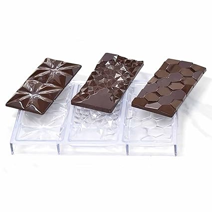Grainrain Plastic Chocolate Bar Molds Candy Molds Plastic Polycarbonate Chocolate Molds Clear Hard DIY Pastry Baking Tool Three Bar (S5-19404)