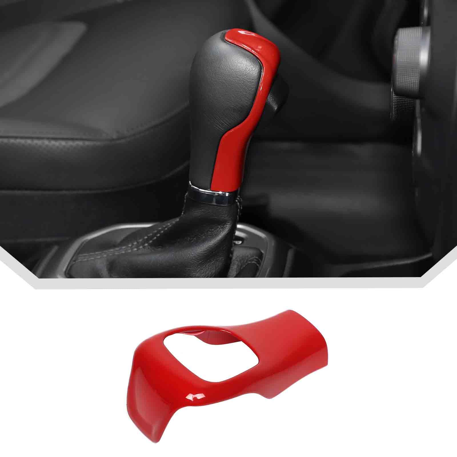 JeCarCenter Console Gear Shift Shifter Knob Cover Trim for Jeep Compass 2017-2023 Red Interior Accessories