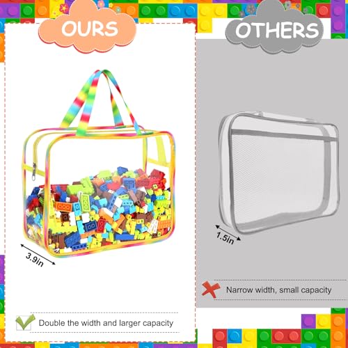 Image of 6 Packs Large Toy Storage Bags with Labels, Reusable Clear PVC Board Game Storage, Travel Waterproof Organizer Bags with Zipper Large Capacity (Gradient Color)