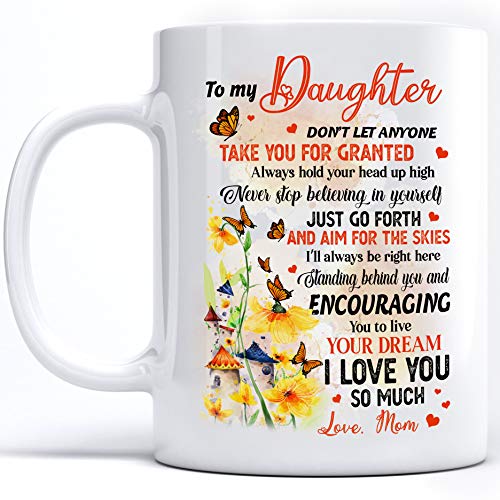 Daughter Gift, Daughter Coffee Mugs White Ceramic 11oz Gift for Daughter, Girls, Women, Her, Daughter Birthday Gifts, Mothers Day Gift, Easter, Christmas (11 oz)