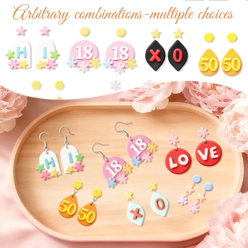 Image of ORIGACH 44 Pcs Alphabet & Number Theme Polymer Clay Cutters Set Frame Flower Earring Clay Cutter DIY Craft Supplies for Earring and Jewelry Making