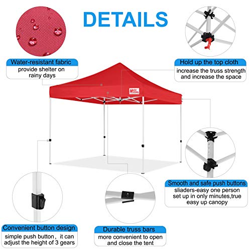 Image of MASTERCANOPY 8x8 Heavy Duty Pop Up Canopy Tent with Roller Bag(Red)