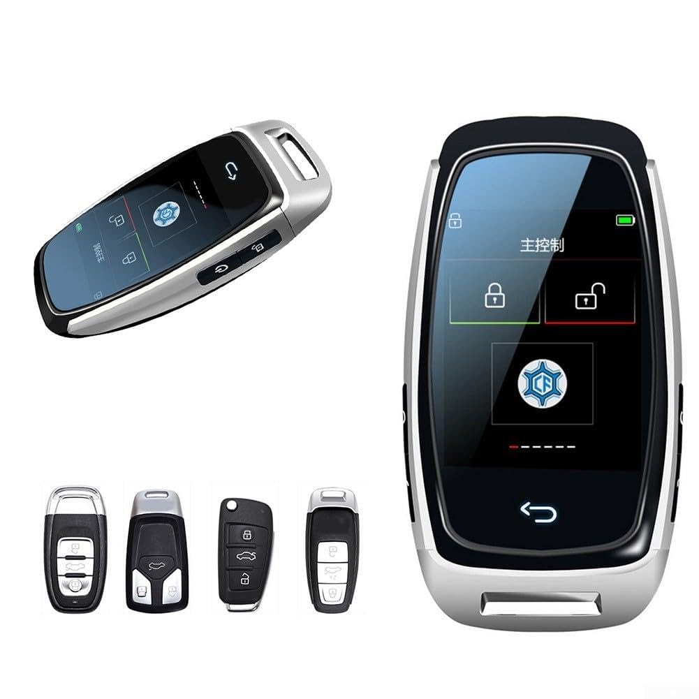 Zoegneer Mando a distancia digital para coche, pantalla táctil LCD, marco de aleación de zinc, batería de litio de 800 mAh, antiarañazos, entrada sin llave, antipérdida de llave, para todos los