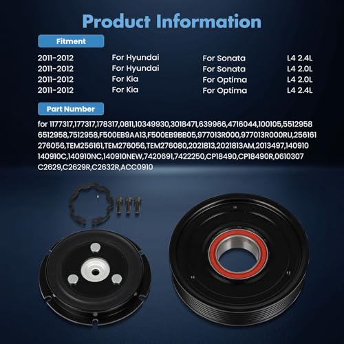 Image of ECCPP AC Compressor Clutch Kit for Hyundai Sonata L4 2.0L 2011-2012