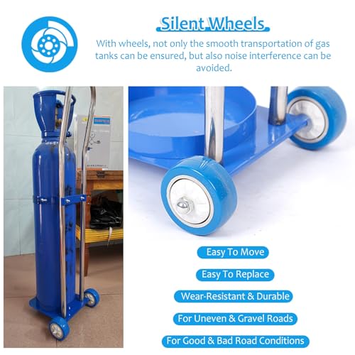 Chariot pour bouteille d'oxygène autoportant et réglable avec roues - 8