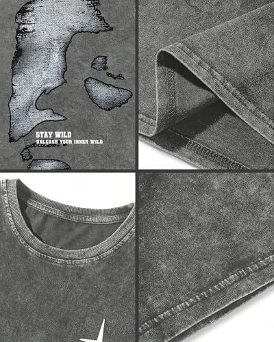 Men's Letter Graphic T Shirts Oversized Drop Shoulder Short Sleeve Vintage Streetwear Crew Neck Casual Tee Top3