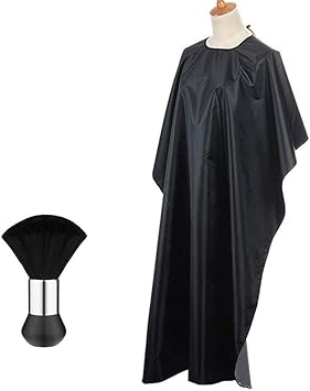 Lifreer Cape De Barbier Cape De Salon De Coiffure Tablier Noir Longue Peignoir Coiffure Robe De Coiffure Brosse De Cou Duster Inclus Amazon Fr Beaute Et Parfum
