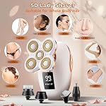 Electric Razors for Women, 5 in 1 Lady Shavers, Electric Shaver for Women, Wet/Dry Bikini Trimmer, Rechargeable Facial Hair Removal, Painless Shaver Razor for Arms Legs Armpit Pubic Area