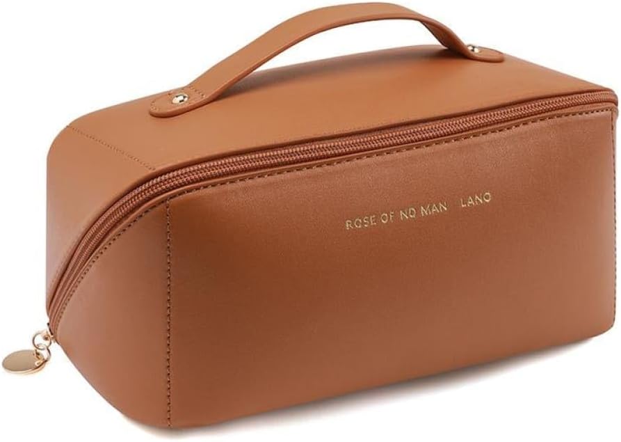 elegant large-capacity retro cosmetic handbag brown