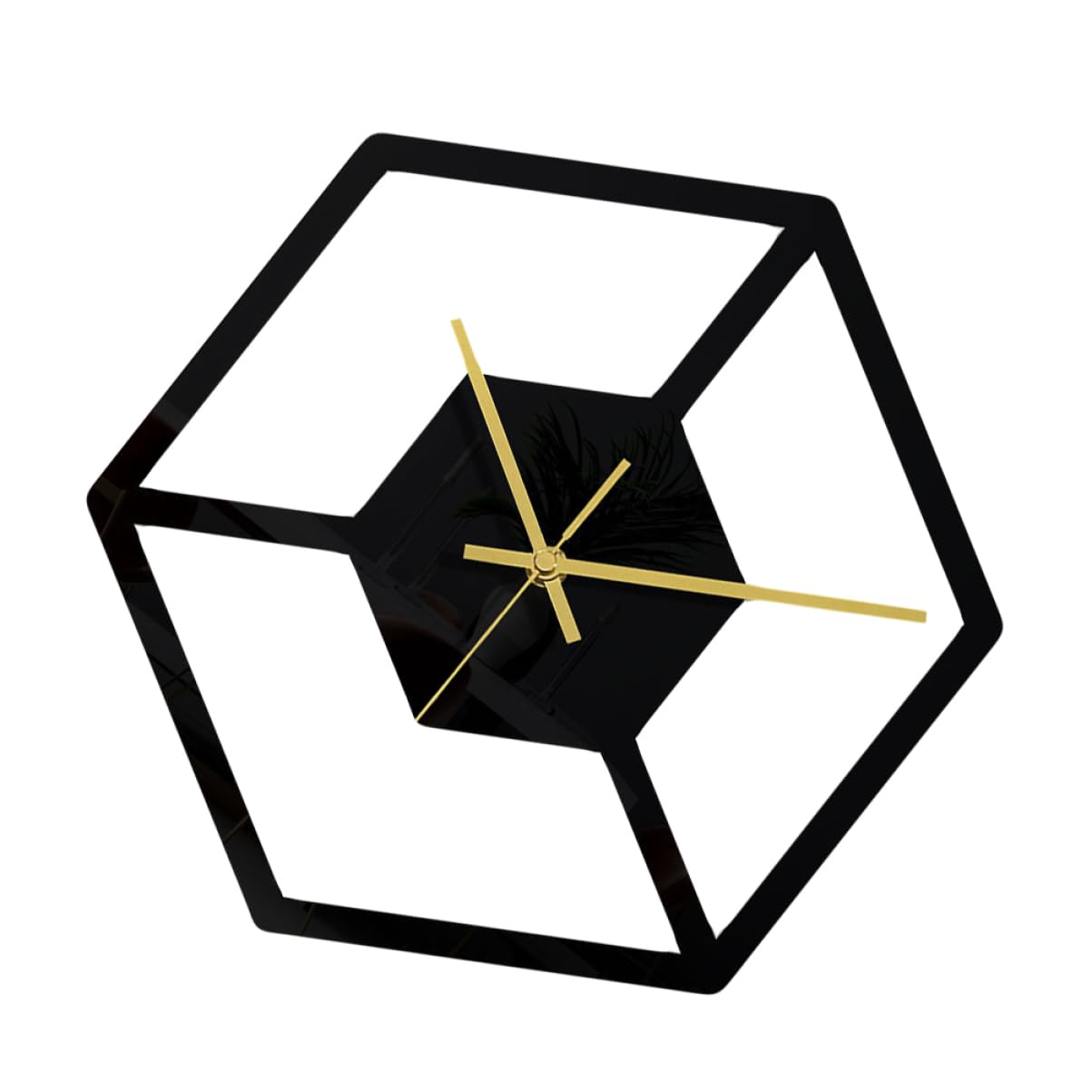 Horloge murale hexagonale noire silencieuse pour dormir sans aucun bruit de tic-tac