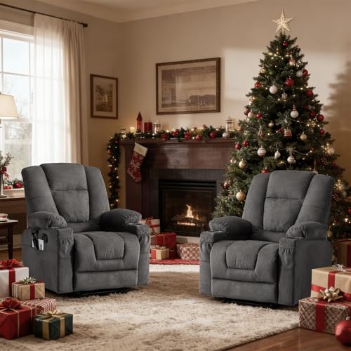 Sillón reclinable chenille gris miniatura 1