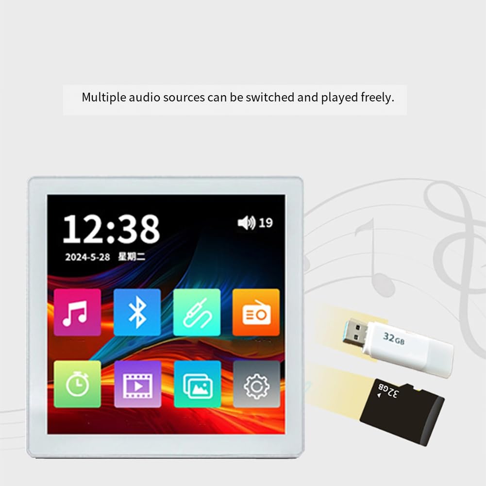 Pannello Musicale 86 Tipo Min Amplificatore da Parete 2x25W Suono Stereo Bluetooth Home Audio Touch Screen