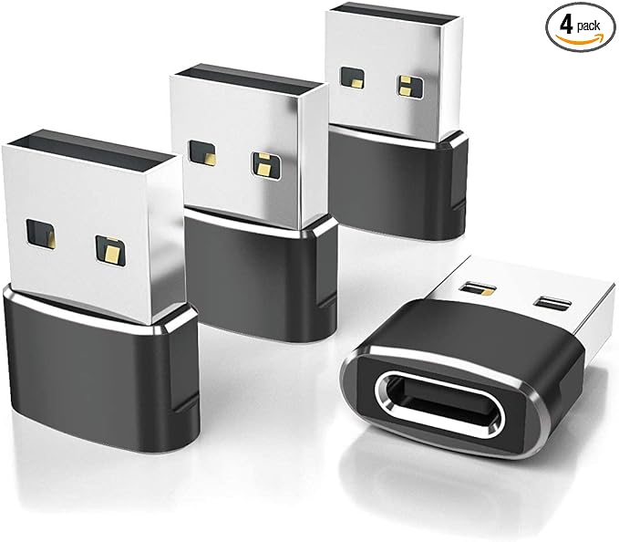 Elebase USB to USB C Adapter for iPhone 17 4Pack,USBC Female to A Male Car Charger Adapter,Type C Converter Apple 16 Pro Max 15 14 13 12 Plus,iWatch Watch 11 10 Se Ultra 3,iPad Air,Samsung Galaxy S25