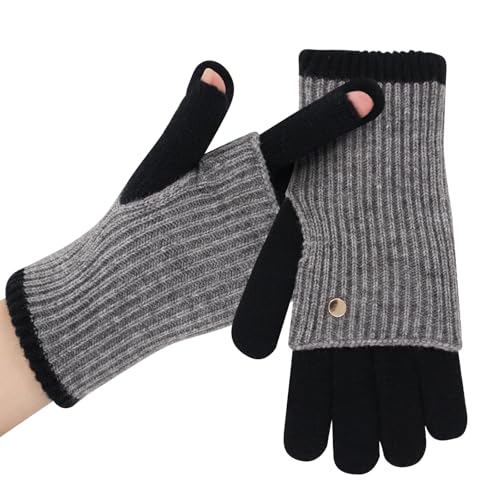 Guantes de punto táctiles para mujer con agujero para dedos