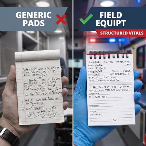Image of Field Equipt Waterproof EMT Vital Statistics Notepad, EMS Note Pad, 4 Pack