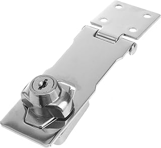 CRILSTYLEO 1 Set Key Lock Cabinet Knob Key Fob Door Lock Heavy Duty Padlock Cabinet Key Stainless Steel Padlock Clasp Door Keyed Hasp Stainless Steel Silver Anti- Lock Safety Clasp