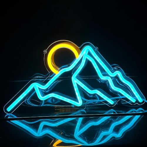 Image of Ulalaza LED Decorative Lights USB Mountains Sunrise Sunset Led Neon Signs Home Decoration Wall Art Holiday Gift Brightness Adjustable 13.4''x6.7''