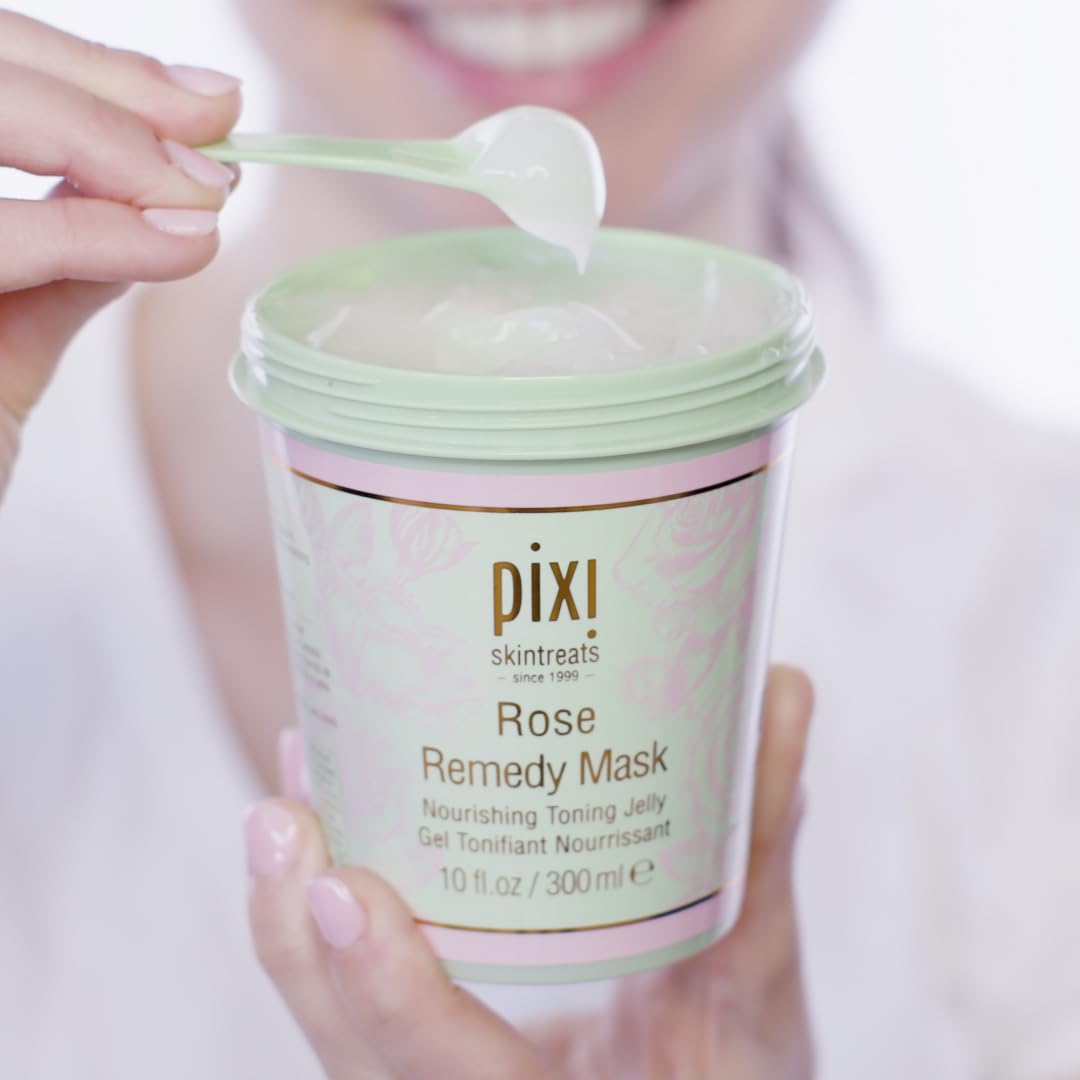Pixi Beauty Rose Remedy Mask | Masque Visage Tonifiant à l’Huile de Rose Musquée, Cica et Curcuma | Hydrate, Apaise et Restaure l’Éclat Naturel | 10 fl oz / 300 ml