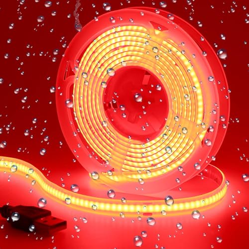 GOMING USB COB Ruban LED DC 5V Rouge 620nm IP65 Étanche 2M 320LED/M Alimenté par USB LED Bande pour DIY Décorer
