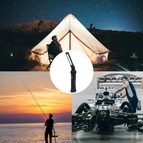 Image of Portable Rechargeable Magnetic LED Work Light, 4 Lighting Modes, USB Rechargeable Inspection Lamp with Magnet Base & Hook, COB Emergency Torch for Car Repair, Garage, Camping, Home Use