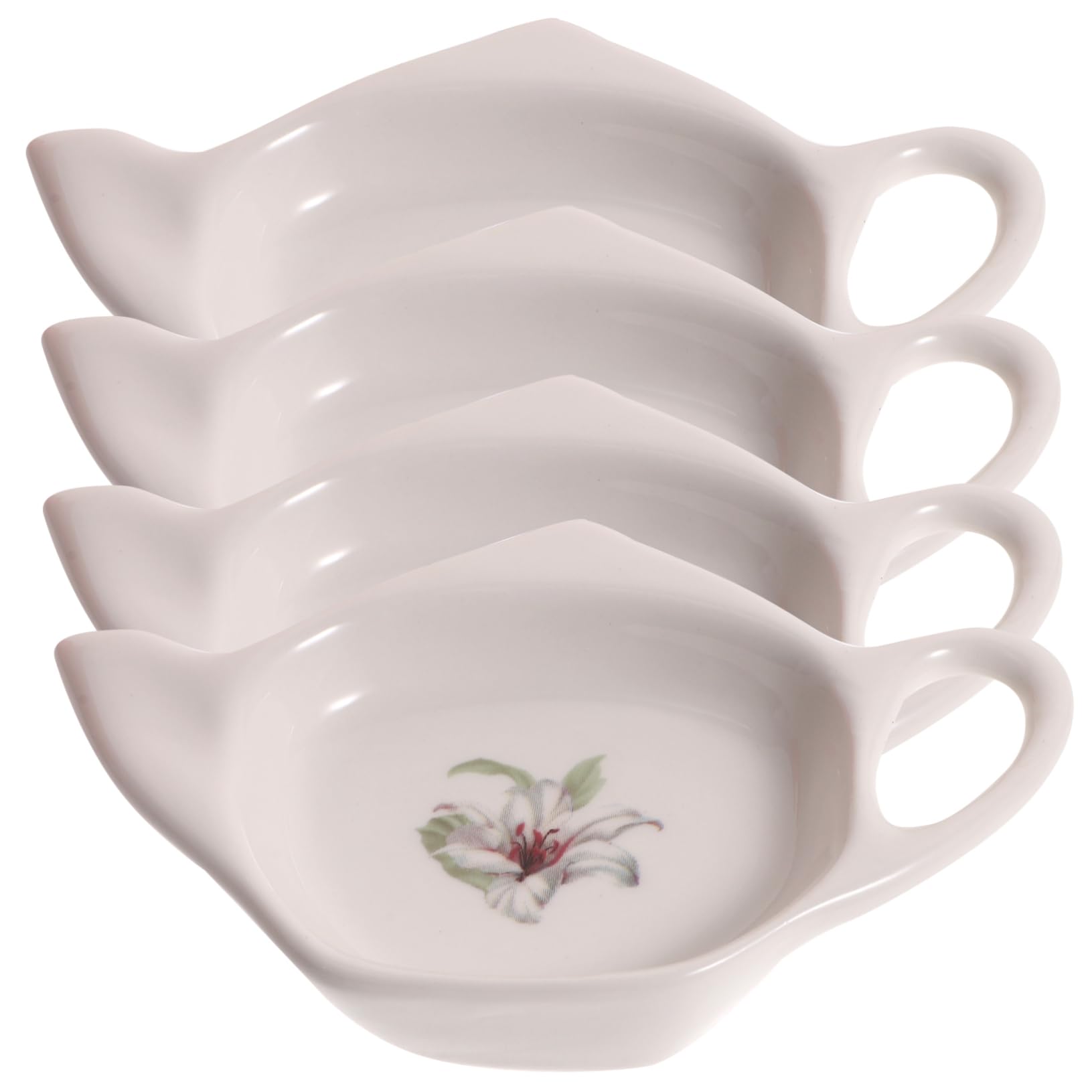 CATIEBYE 4pcs Teapot Shaped Ceramic Teabag Coasters Safe Healthy Tea Bag Organizer for Home Hotel Restaurant Tearoom Easy to Clean Smooth Edges