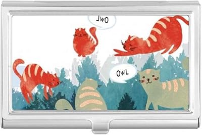 Cat Talking Owl Protect Animal Pet Lover Business Card Holder Case Pocket Box Wallet