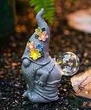 Acgarten Funny Garden Gnome Statue with Lights, Outdoor Sculpture Decor for Home Yard Lawn Porch Balcony Patio,Gardening Gifts for Women Mom Grandma