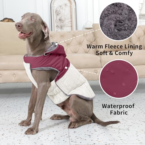 Image of JoyDaog Detachable Hooded Dog Coat with Harness for Small Dogs,Red XS | Warm Fleece Lined Puppy Jacket for Winter Cold Weather,Snowsuit with 2 D-Rings Easy for Daily Walk