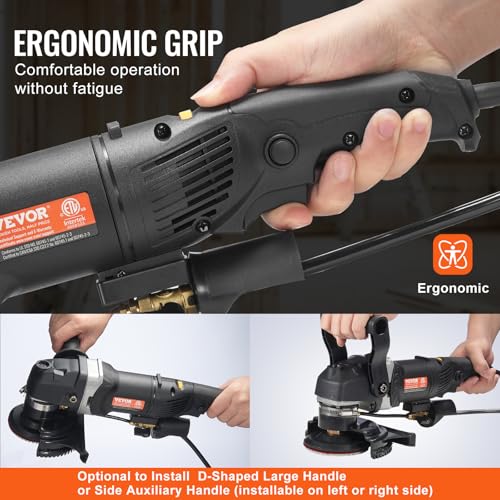 VEVOR Wet Polisher 800W, 4" Concrete Grinder with 6 Variable Speed and 7 Polishing Kits, Wet Grinder Machine for Marble, Granite, Stone, Rock, Tile, Equipped with a GFCI Switch, (700-3000 RPM) by VEVOR - Image 6