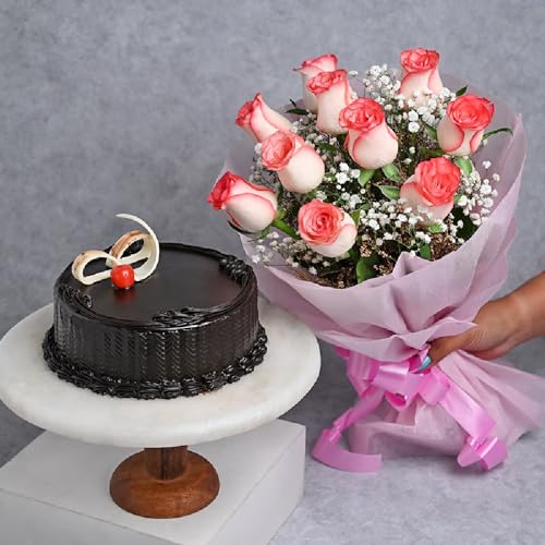 FlowerAura Fresh 500g Yummy Chocolate Truffle Cake With Decorativ...