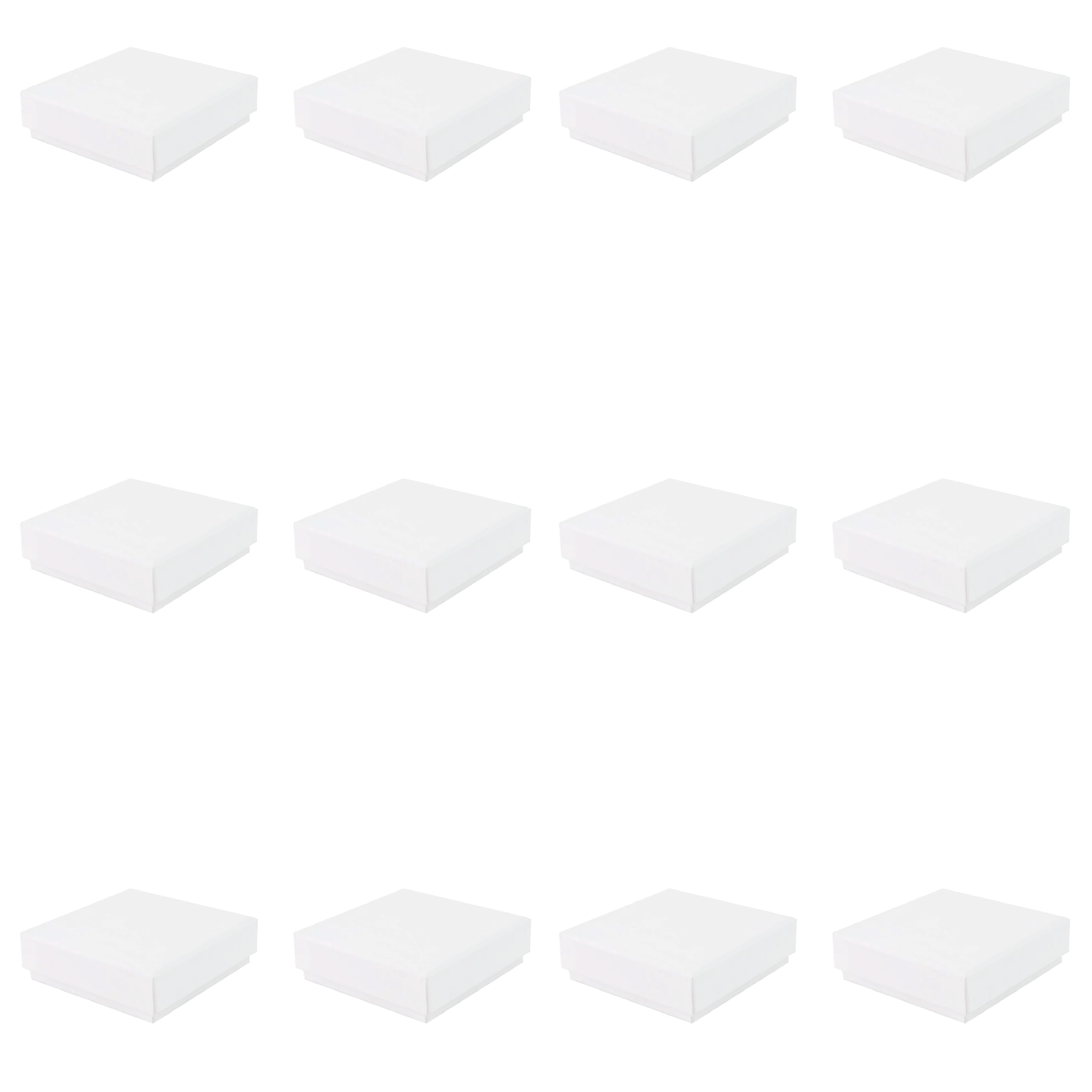 12 Small Square White Jewellery Gift Box 65x65x18mm | For Earrings & Necklace, Shallow Depth | Eco Kraft Paper Box with Anti-Tarnish Insert, FSC Certified & Recyclable