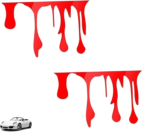 2 Pcs Waterproof Red Blood Sticker Self Adhesive Car Funny Halloween Theme Bleeding Decal Red Flowing Blood Bloody Horror Funny Decal for Car