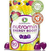NUTRAMIN Energy Boost Vitamin Gummy - Skip The Coffee & Boost Your Energy, Caffeine-Free, Sugar-Free, Vegan, B12, Green Tea, Ashwagandha, Garcinia Cambogia, Raspberry Adaptogen - 90 ct