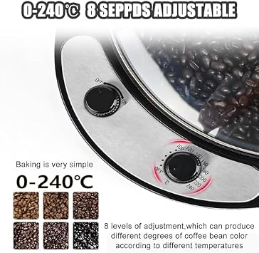 Coffee Bean Roaster Machine - 300-800g Electric Hot Air Roasting, Food-Safe Non-Stick Coating & Handles for Commercial/Home Use