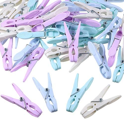 Boao 48 Pieces Clothespin Clothes Clips Grip Clothes Pegs Soft Plastic Laundry Pegs for Home Clothes Windproof Supplies (Multiple Color)