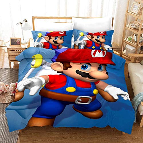 XZHYMJ 3D Super Mario Bros Juego de edredones de Ropa de Cama...