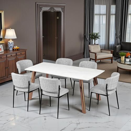 Image of The Attic Nestor Crown 6 Seater Dining Set,Off White,Rose Gold & Cream,160Cms