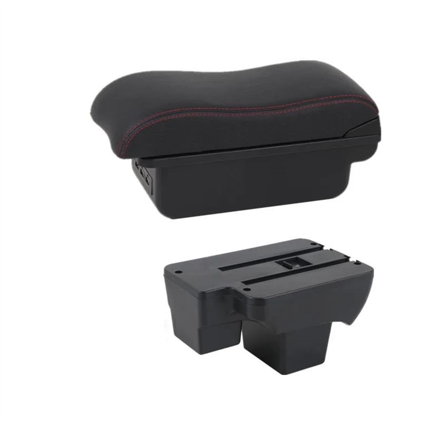 Scatola Bracciolo Con Supporto Multifunzionale Cuscino In PU Accessori Per La Modifica Degli Interni Dell'auto Per Polo 2019-2024 Consolle centrale(B2 red line 3USB)