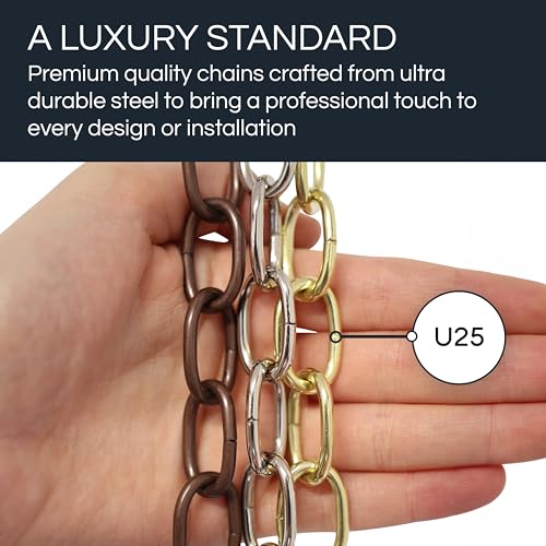 Image of RCH Hardware CH-S56-11S-PB Steel Chandelier Chain 9 Gauge, Polished Brass (1 Foot)