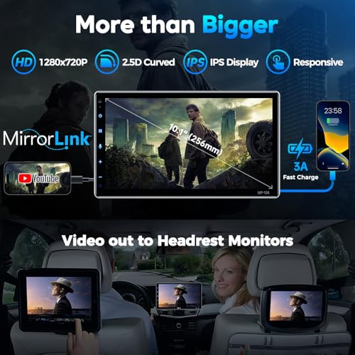 PLZ 10.1" Wireless Single Din Car Radio Stereo with Apple Carplay Android Auto Touch Screen, Car Play Audio Receivers Headunit, Bluetooth 5.3, Backup Camera, 240W, 2 Subwoofers, Navigation, FM/AM, SWC - Image 3