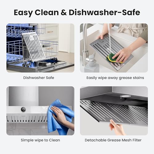 Image of 36 Inch Wall Mount Range Hood 1200CFM, Stainless Steel Convertible Ductless /Ducted Stove Vent Hood, Low Noise Kitchen Vent Hoods with Duct Cover, 2 Lights 3 Baffle Filters, Touch & Knob Control