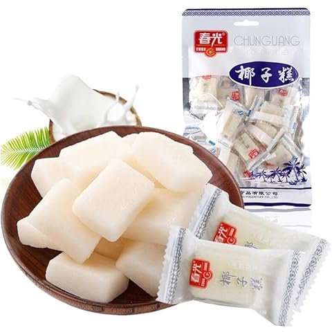 Sweet coconut cake, Coconut juice soft cake 200g/bag, Instant dessert, Delicious soft candy, Healthy fruit snacks, Chinese traditional cake, Dim sum, Sweet snack gift pack, Breakfast bread (1 bag) Cover