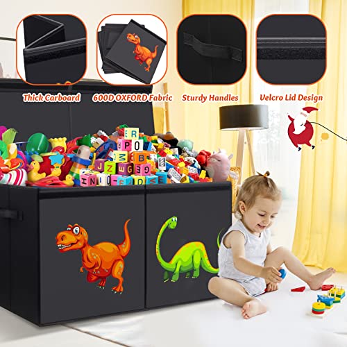 Annkie 2Pcs Toy Box,Toy Box For Boys,Toy Chest For Kids,Collapsible Sturdy Toy Storage With Lid & Handles,Toy Organizers And Storage For Nursery,Playroom(Dinosaur) 26.8" X 13.8" X 16" #TOP4