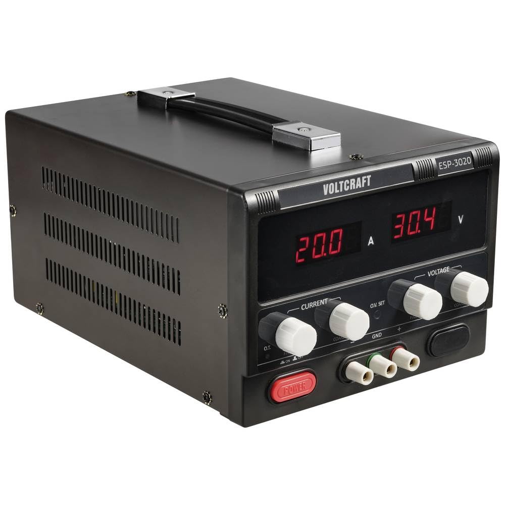 VOLTCRAFT ESP-3020 Labornetzgerät, einstellbar 0-30 0-20 A 600 W Steckanschluss 4 mm schmale Bauform Anzahl Ausgäng